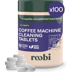 Roobi Espresso Machine Cleaning Tablets. Coffee Machine Cleaner Tabs. 100 Count Carbon Neutral Espresso Clean Pack.