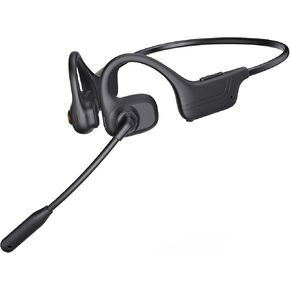 Open Ear Headphones with Mic, Bluetooth Wireless Headset with Microphone, Multipoint Connect Bluetooth 5.3 Headphone, Sweatproof Wireless Headset for Work, Driving, Running, Workouts
