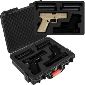 علبة مسدس مسدس للمسدس Glock-TSA معتمدة من مسدس الصدفة الصلبة مع رغوة مسبقة ، مربع تخزين مقاوم للماء لـ G17/G19/G20/G21/G22/G23/G31/G32/G37/G38/G43/G45 ، Gun Case for Transport & Storage in Kuwait