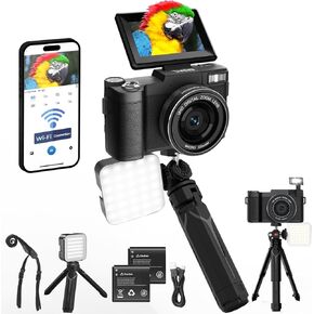 كاميرا 5K Vlogging مع WIFI 64MP 4K كاميرا رقمية للتصوير الفوتوغرافي كاميرا VLOG مع FLIP SCREEN