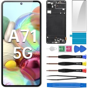 for Samsung Galaxy A71 5G AMOLED Screen Replacement with Frame OLED Display Touch Digitizer Full Assembly Fix Glass with Repair Tools Kit SM-A716U SM-A716U1