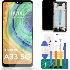OLED for Samsung A33 5G Replacement Screen for Samsung Galaxy A33 5G LCD Digitizer Repair Kits for Samsung SM-A336E Touch Screen Display Assembly Replacement with Frame Black (with Fingerprint)