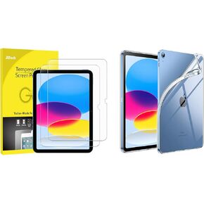 Jetech iPad (A16) الجيل الحادي عشر/العاشر (2025/2022) واقي الشاشة وحزمة حالة TPU الناعمة
