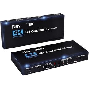 KVM HDMI-Compatible Multiviewer 4K 4 in 1 Out 1080P Quad Screen Multi Viewer HDMI Multi-Viewer Seamless Switch with IR(ZY-AQF41,US Power Plug)