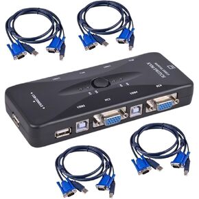 4 Port KVM Switch USB 2.0 VGA فاصل لوحة المفاتيح Mouse Biber