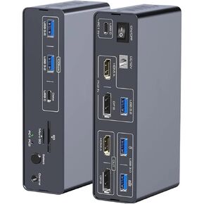10Gbps USB 3.2 USB C Displayport KVM Switch 4K 60Hz Type C HDMI KVM Switch 1 Laptop 1 Destop 2 Monitor for Macb*OOK 2 PC