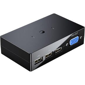 2 in 1 Out VGA KVM Switcher Adapter with Desktop Controller&VGA Cables