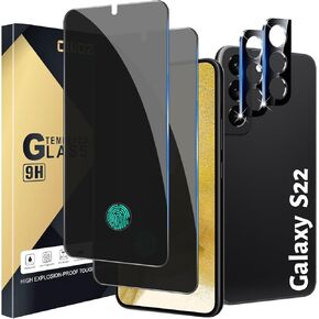 [2+2 Pack] Galaxy S22 شاشة شاشة الخصوصية ، فيلم الخصوصية مع عدسة الكاميرا المقسمة ، وضوح عالية ، حماية مضادة للتجسس لـ Samsung S22 5G