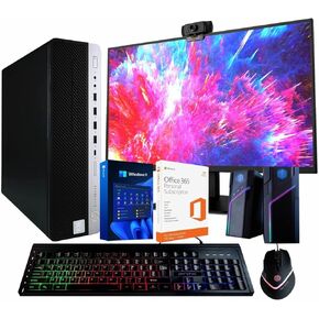 HP EliteDesk 800G4 Desktop Computer | Hexa Core Intel i5 (3.2GHz) 16GB DDR4 RAM 500GB SSD 5G-WiFi& BT 22in LCD Monitor RGB Ultimate Kit Office 365 Windows 11 Pro (Renewed), Black