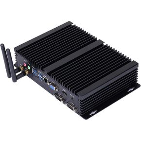 HUNSN Fanless Industrial PC, Mini Computer, I5 4200U 4250U 4258U 4278U, Windows 11 or Linux Ubuntu, IM03, VGA, HDMI, LAN, 2 x COM RS232, 2 x USB2.0, 4 x USB3.0, 16G RAM, 256G SSD