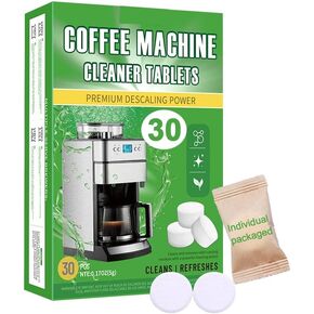 HI FINE CARE Coffee Machine Cleaner Tablets, Descaling & Deodorizing for All Coffee Makers, Espresso Machines, Odor Eliminator Tablets Individual Packaging, 30 Count, 0.17oz Each