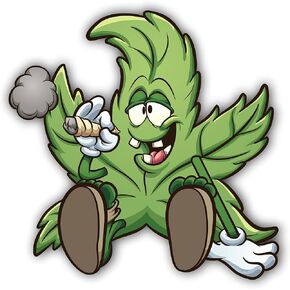 Marijuana Leaf Cartoon Character Sticker Cool Funny Decals Cool Funny Decoration for Laptop Water Bottles Luggage Computer Cellphone Skateboard Guitar