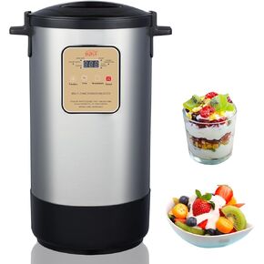 12L Yogurt Maker, Greek Yogurt Maker, Stainless Steel Inner Pot, Time and Temperature Control, for Commercial Home Organic Yogurt, Cheese, Fruit Wine