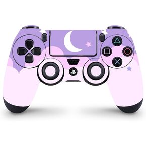 ZOOMHITSKINS Compatible with PS4 Controller Skin, Crescent Pink Purple Moon Cloud Sky Luna Cute, Durable, Vinyl, Made in The USA