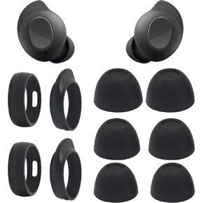 Replacement Eartips Galaxy Buds FE Ear Tips Earbuds,S/M/L Mixed Size Soft Silicone Earbuds Eartips,Flexible Rubber Cover Skin Accessories,Samsung Galaxy Buds FE 5 Pairs-Black
