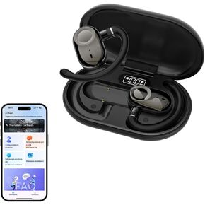 Over The Ear Translator Earbuds AI Translation Earbuds Earphones Real Time 150 Language Translator Ear Buds Translating Bone Conduction Headphones Wireless Bluetooth Out of Ear Open Ear Earbuds