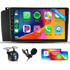 [2GB+64GB] Android Car Stereo for Volvo XC70/V70/S60 2004-2007 Head Unit, Wireless Carplay Android Auto Mirror Link, 9 Inch Touch Screen Car Radio GPS,Bluetooth, WiFi, FM RDS Radio,BT/SWC/EQ