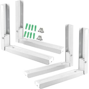 HOIGON 4 Pack White Microwave Brackets Wall Mount, Foldable and Extendable Heavy Duty Microwave Mounting Bracket, Oven Stand Bracket, Max Load 100 lb, 11.8 x 2 x 9.8 Inches