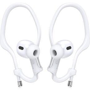 AirPod Ear Hooks Adjustable for AirPods 4 & 3 & 2 & 1, AirPods Pro 2 & 1, [Added Velvet Storage Pouch] Ergonomic Comfortable Fit, Silicone Anti-Slip Over Ear Clips Sports Grip