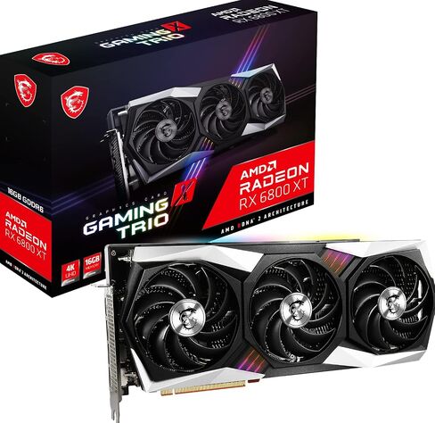 MSI Radeon RX 6800 XT Gaming X Trio 16G Gaming Graphics Card - 16GB GDDR6 ، 2285 MHz ، PCI Express 4 ، 256 -bit ، 3x DP V 1.4A ، HDMI 2.1 in Kuwait