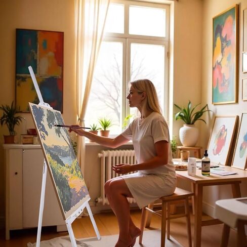 حامل حامل Falling in Art للرسم، حامل خشبي قابل للتعديل لطلاء القماش حتى 42 بوصة، حامل فني قابل للطي للرسم، لافتة الزفاف والملصق، مناسب للأطفال والكبار in Kuwait