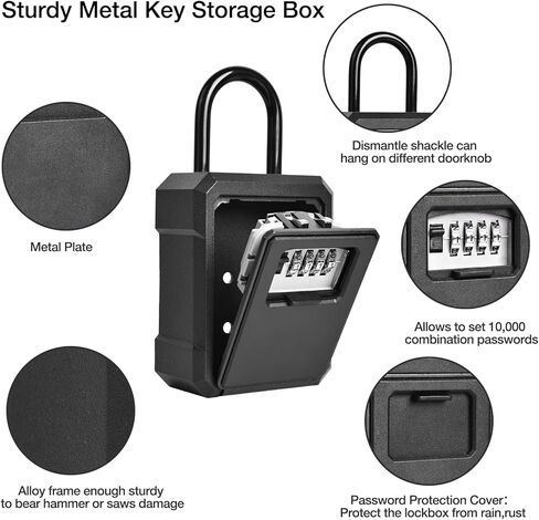 صندوق قفل مفتاح الأمان من MEGREZ، صندوق أمان مثبت على الحائط مع رمز رقمي، صندوق قفل مجموعة رمز قابل لإعادة الضبط للمفاتيح، صندوق تخزين مفاتيح معدني للمنزل والمكتب، أحمر in Kuwait