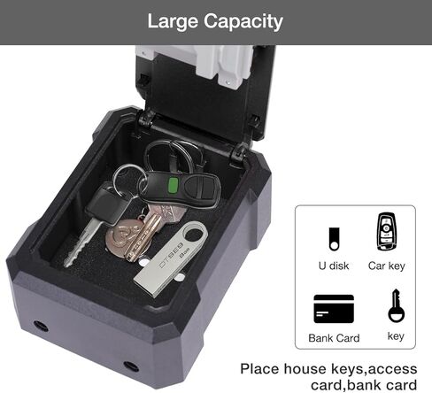 صندوق قفل مفتاح الأمان من MEGREZ، صندوق أمان مثبت على الحائط مع رمز رقمي، صندوق قفل مجموعة رمز قابل لإعادة الضبط للمفاتيح، صندوق تخزين مفاتيح معدني للمنزل والمكتب، أحمر in Kuwait