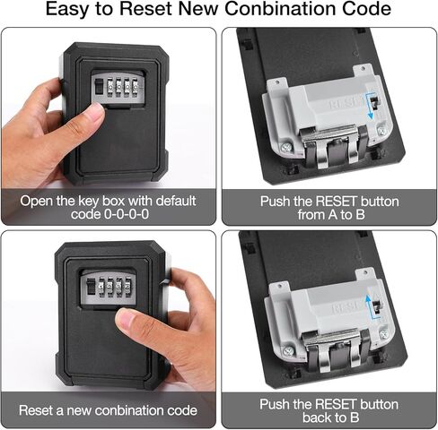 صندوق قفل مفتاح الأمان من MEGREZ، صندوق أمان مثبت على الحائط مع رمز رقمي، صندوق قفل مجموعة رمز قابل لإعادة الضبط للمفاتيح، صندوق تخزين مفاتيح معدني للمنزل والمكتب، أحمر in Kuwait