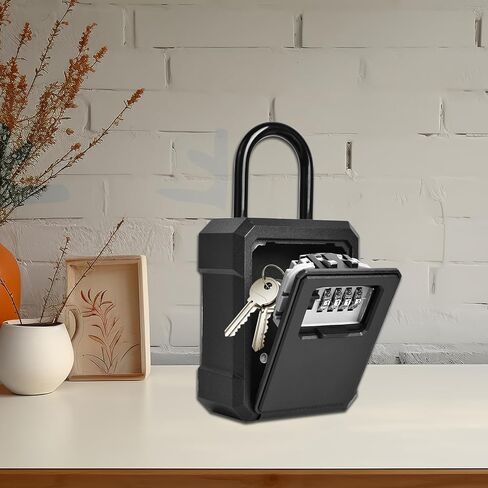 صندوق قفل مفتاح الأمان من MEGREZ، صندوق أمان مثبت على الحائط مع رمز رقمي، صندوق قفل مجموعة رمز قابل لإعادة الضبط للمفاتيح، صندوق تخزين مفاتيح معدني للمنزل والمكتب، أحمر in Kuwait