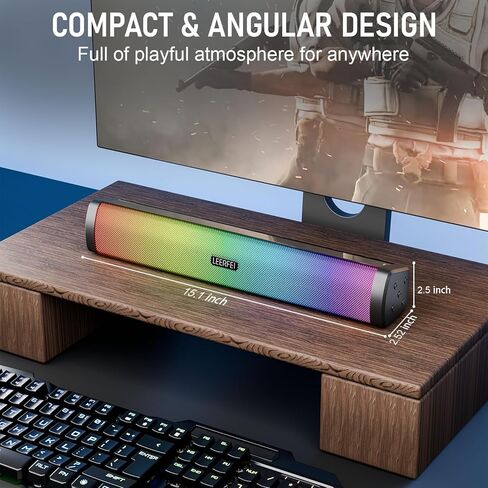 شريط صوت لاسلكي صغير من OOYY مع أضواء وامضة ملونة - مكبر صوت بلوتوث محمول للمنزل والحفلات والترفيه (أسود) in Kuwait