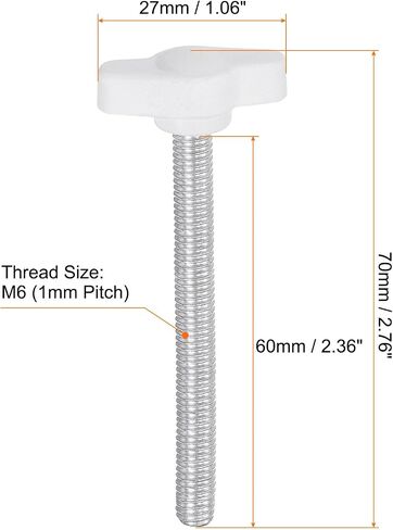 20pcs Tee Wing Knobs Thumb Screws M4 x 6mm Standard Male Thread Plastic T Knobs Handles Hand Clamping Knobs Grip Thumbscrew, White in Saudi Arabia
