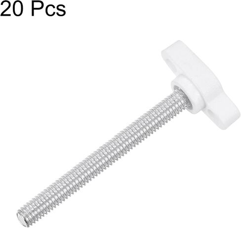 20pcs Tee Wing Knobs Thumb Screws M4 x 6mm Standard Male Thread Plastic T Knobs Handles Hand Clamping Knobs Grip Thumbscrew, White in Saudi Arabia