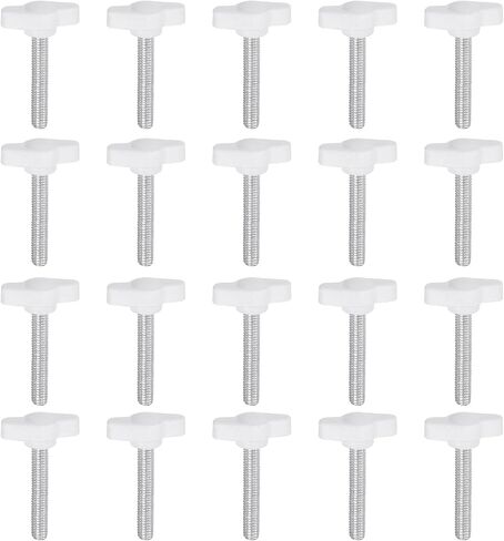 20pcs Tee Wing Knobs Thumb Screws M4 x 6mm Standard Male Thread Plastic T Knobs Handles Hand Clamping Knobs Grip Thumbscrew, White in Saudi Arabia