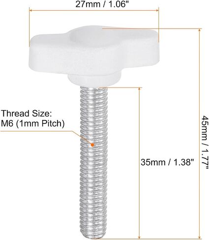 20pcs Tee Wing Knobs Thumb Screws M4 x 6mm Standard Male Thread Plastic T Knobs Handles Hand Clamping Knobs Grip Thumbscrew, White in Saudi Arabia