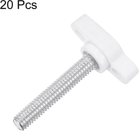 20pcs Tee Wing Knobs Thumb Screws M4 x 6mm Standard Male Thread Plastic T Knobs Handles Hand Clamping Knobs Grip Thumbscrew, White in Saudi Arabia