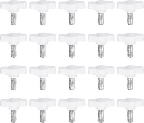 20pcs Tee Wing Knobs Thumb Screws M4 x 6mm Standard Male Thread Plastic T Knobs Handles Hand Clamping Knobs Grip Thumbscrew, White in Saudi Arabia