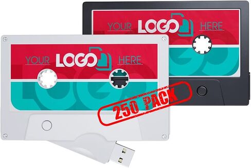 شريط كاسيت مخصص USB فلاش محرك أقراص فلاش 4 جيجابايت مطبوع مع شعارك - كهدية حملة الجزء الأكبر 50 حزمة in Kuwait