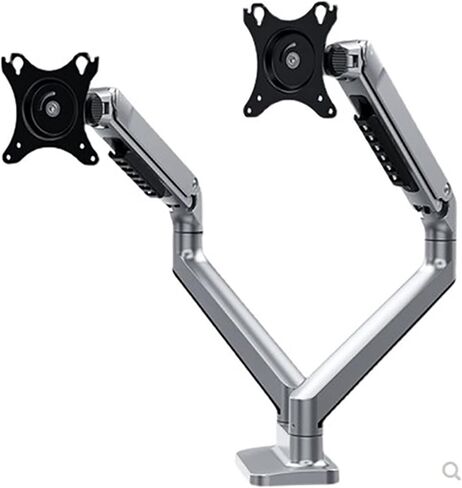 Aluminum Desktop 17-32" Dual Monitor Holder Mechanical Spring Arm Lifting Full Motion TV Monitor Mount Load 11kgs Eac(Silver) in Saudi Arabia