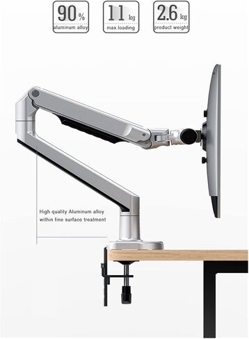 Aluminum Desktop 17-32" Dual Monitor Holder Mechanical Spring Arm Lifting Full Motion TV Monitor Mount Load 11kgs Eac(Silver) in Saudi Arabia