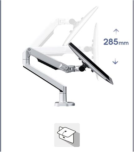 Aluminum Desktop 17-32" Dual Monitor Holder Mechanical Spring Arm Lifting Full Motion TV Monitor Mount Load 11kgs Eac(Silver) in Saudi Arabia