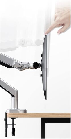 Aluminum Desktop 17-32" Dual Monitor Holder Mechanical Spring Arm Lifting Full Motion TV Monitor Mount Load 11kgs Eac(Silver) in Saudi Arabia