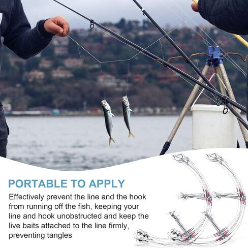 Tackle Rigs Fishing Leaders Stainless Steel Wire Trace Leader 2 Arm Fishing Rigs with Swivels Snap Connect Beads Fishing Line Tackle Fishing Kits for Lures Bait Rig or Hooks in Saudi Arabia