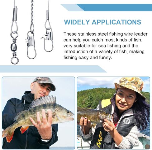 Tackle Rigs Fishing Leaders Stainless Steel Wire Trace Leader 2 Arm Fishing Rigs with Swivels Snap Connect Beads Fishing Line Tackle Fishing Kits for Lures Bait Rig or Hooks in Saudi Arabia