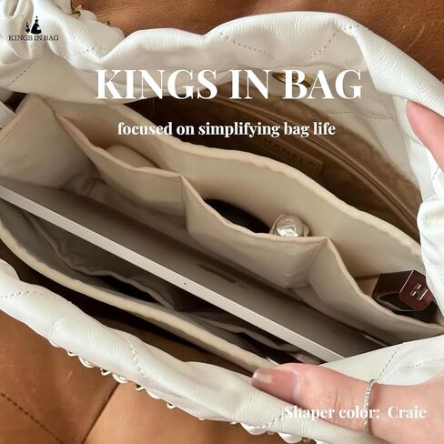 منظم حقيبة KINGS IN BAG لحقائب اليد/منظم حقائب المحفظة مع الساتان الحريري المناسب لحقيبة شانيل 22 صغيرة/صغيرة/متوسطة/كبيرة خفيفة الوزن للاستخدام اليومي، سعة 6 جيوب (أسود، شانيل 22 صغير) in Kuwait