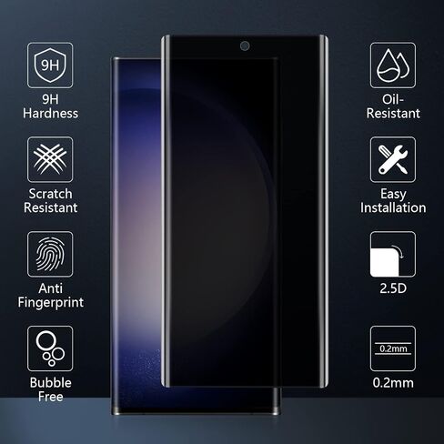 Privacy Screen Protector for Samsung Galaxy S23 Ultra 5G, [2 Pack] Anti Spy Tempered Glass Easy Installation Anti-peeping [Don’t Support Fingerprint Unlock] in Saudi Arabia