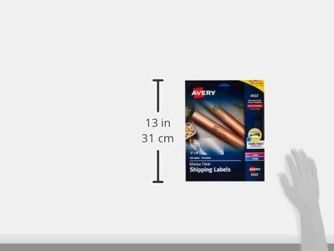 Avery Printable Shipping Labels with Sure Feed, 2" x 4", Glossy Crystal Clear, 100 Blank Mailing Labels (6522) in Saudi Arabia