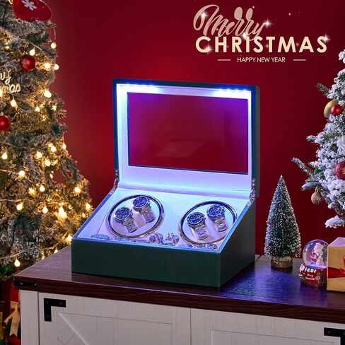 ANWBROAD Watch Winder for Automatic Watches 4 Watch Rotator and 6 Extra Storages with Super Quiet Motor and LED Backlight Watch Turner Watch Shaker 5 Rotating Modes Gift UJWW002Z in Kuwait