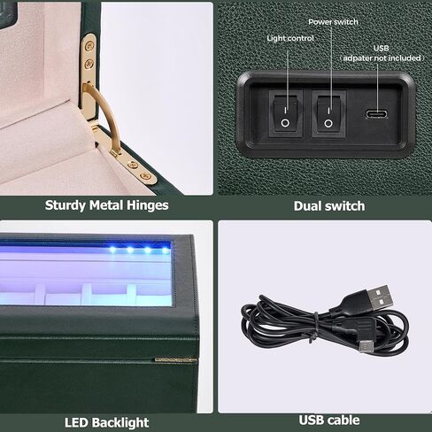 ANWBROAD Watch Winder for Automatic Watches 4 Watch Rotator and 6 Extra Storages with Super Quiet Motor and LED Backlight Watch Turner Watch Shaker 5 Rotating Modes Gift UJWW002Z in Kuwait