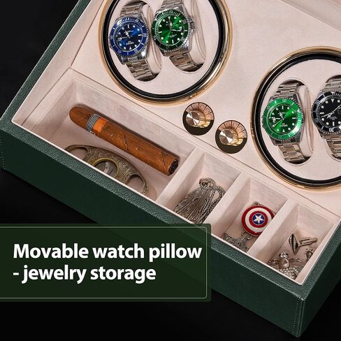 ANWBROAD Watch Winder for Automatic Watches 4 Watch Rotator and 6 Extra Storages with Super Quiet Motor and LED Backlight Watch Turner Watch Shaker 5 Rotating Modes Gift UJWW002Z in Kuwait