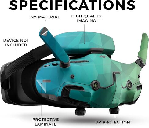 Drone Skin Compatible with DJI Goggles 3 - Blue Green Polygon - Premium 3M Vinyl Protective Wrap Decal Cover - Easy to Apply | Crafted in The USA by MightySkins in Saudi Arabia